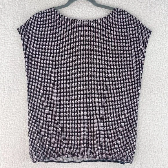 Ann Taylor LOFT Blue Dot Print Pull Over Shirt‎ Womens Short Sleeve Size XL - Picture 10 of 13